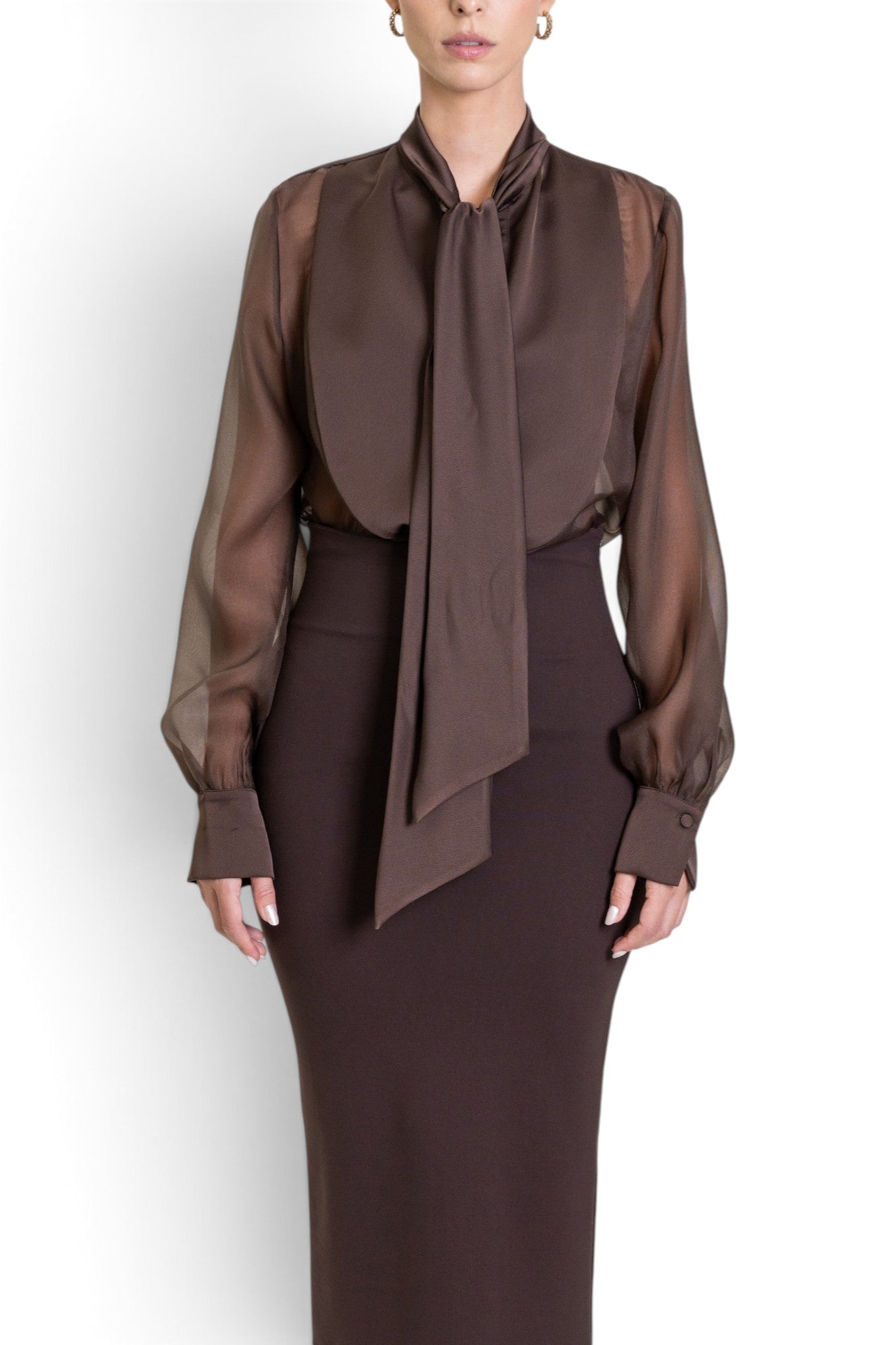 CAMICIA IN ORGANZA CON DETTAGLIO SMOKING