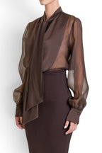 CAMICIA IN ORGANZA CON DETTAGLIO SMOKING
