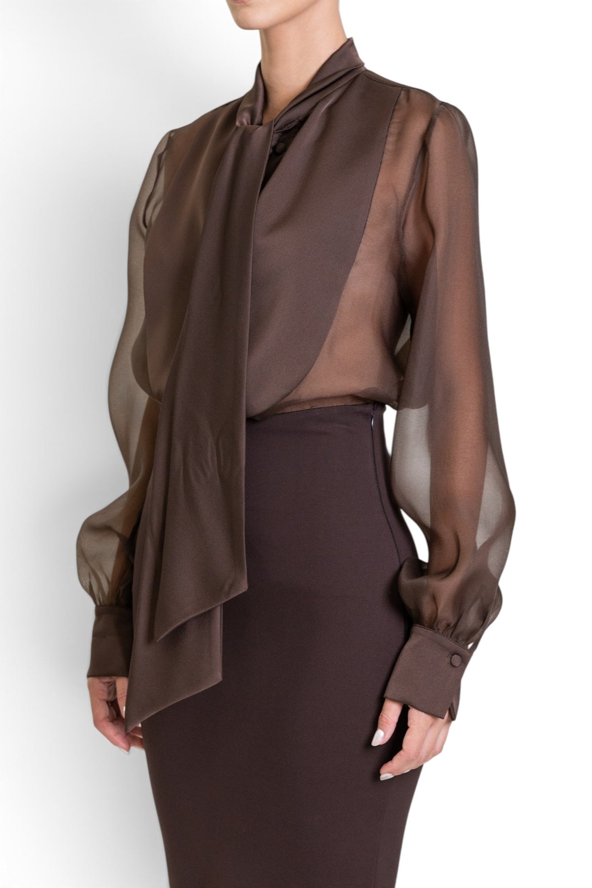 CAMICIA IN ORGANZA CON DETTAGLIO SMOKING