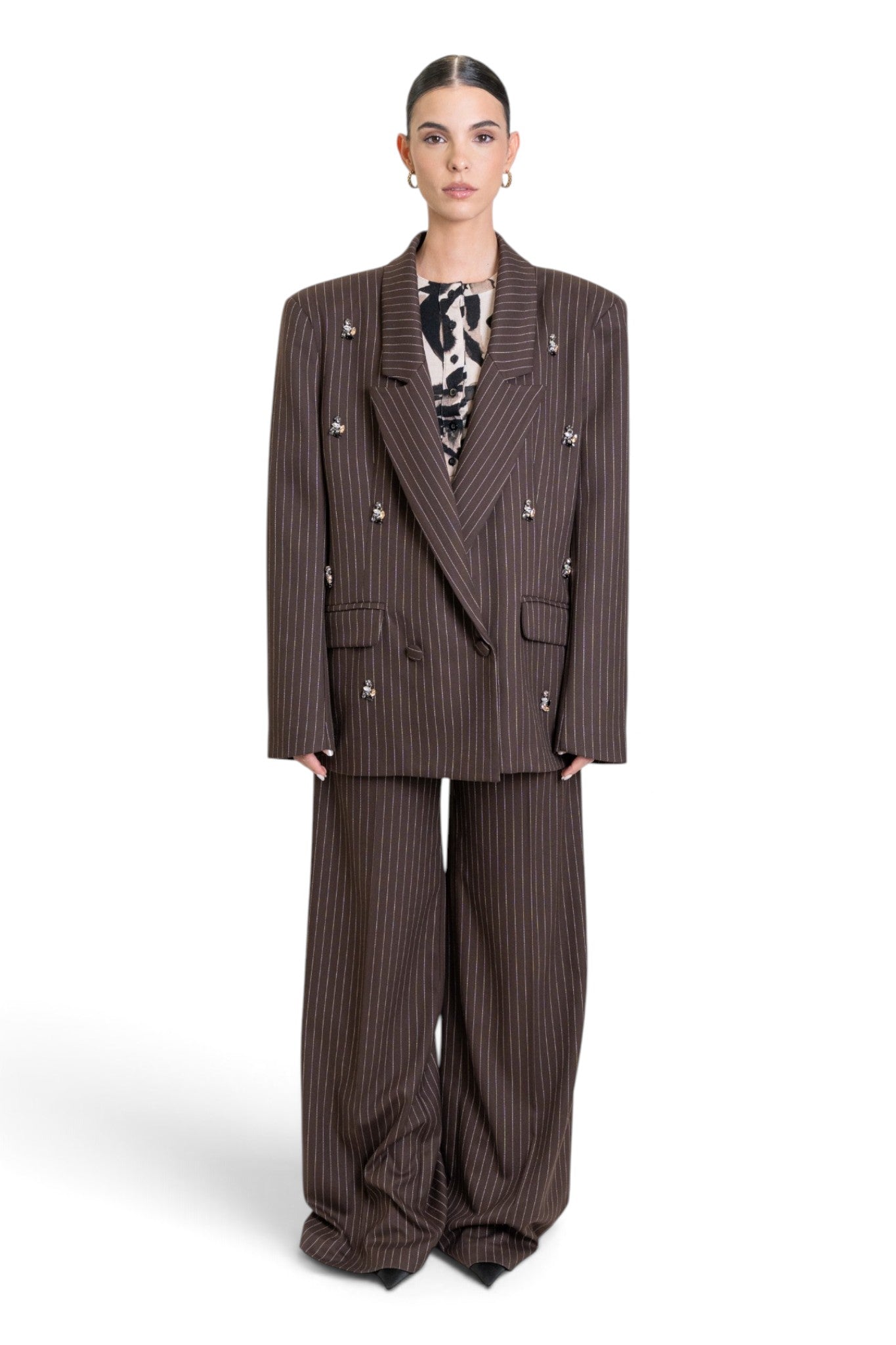 GIACCA OVERSIZE GESSATA CON APPLICAZIONI JEWEL