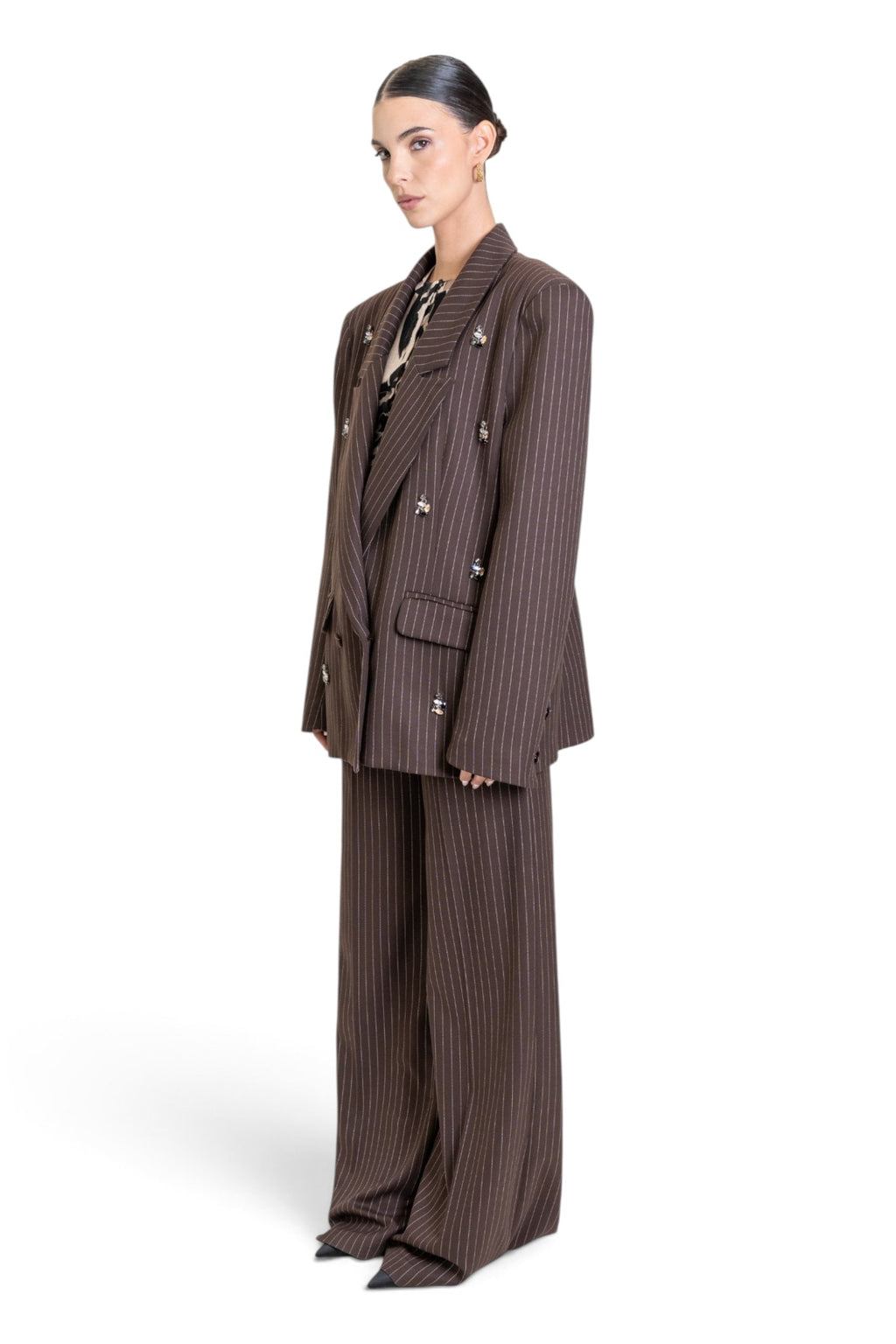 GIACCA OVERSIZE GESSATA CON APPLICAZIONI JEWEL