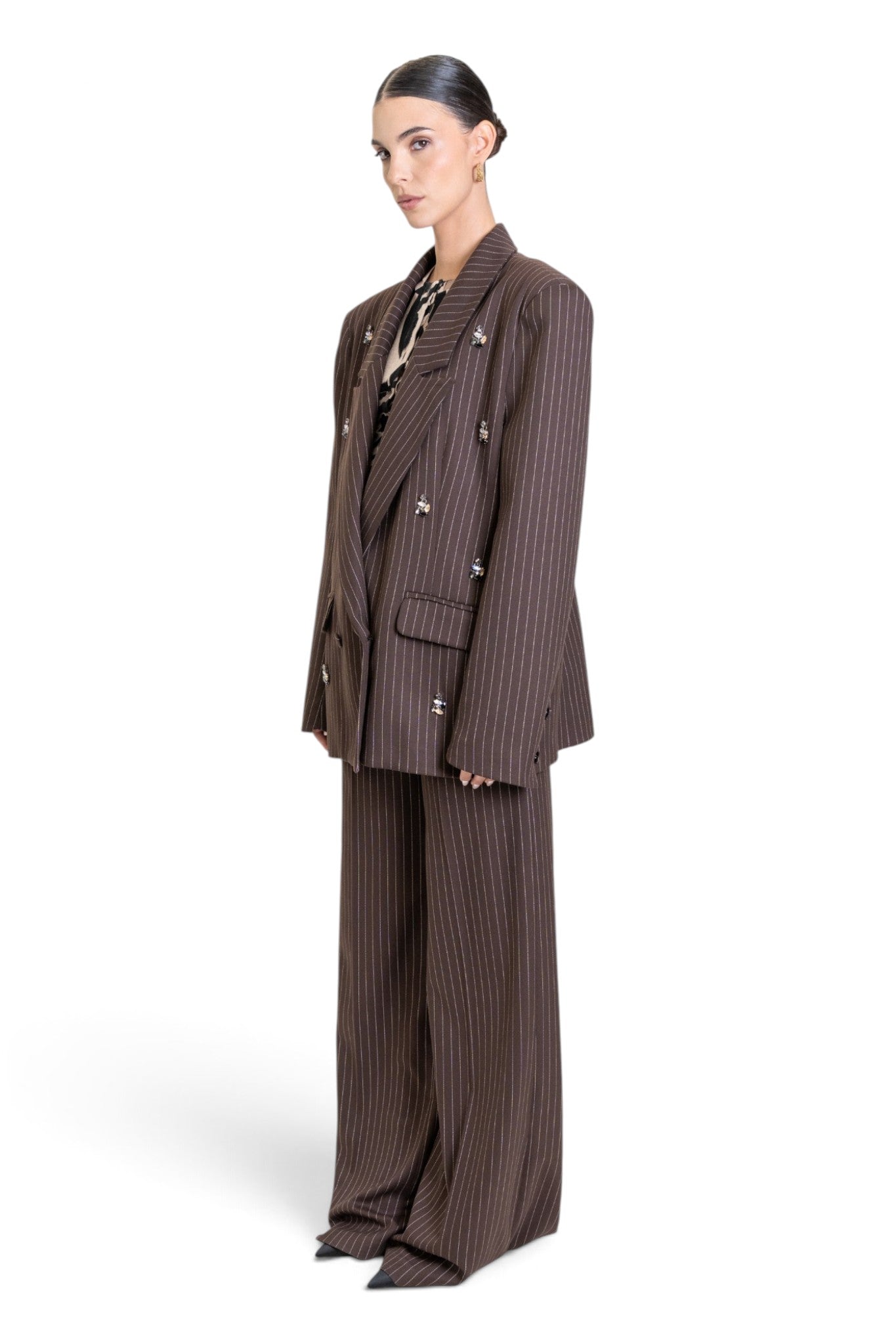 GIACCA OVERSIZE GESSATA CON APPLICAZIONI JEWEL