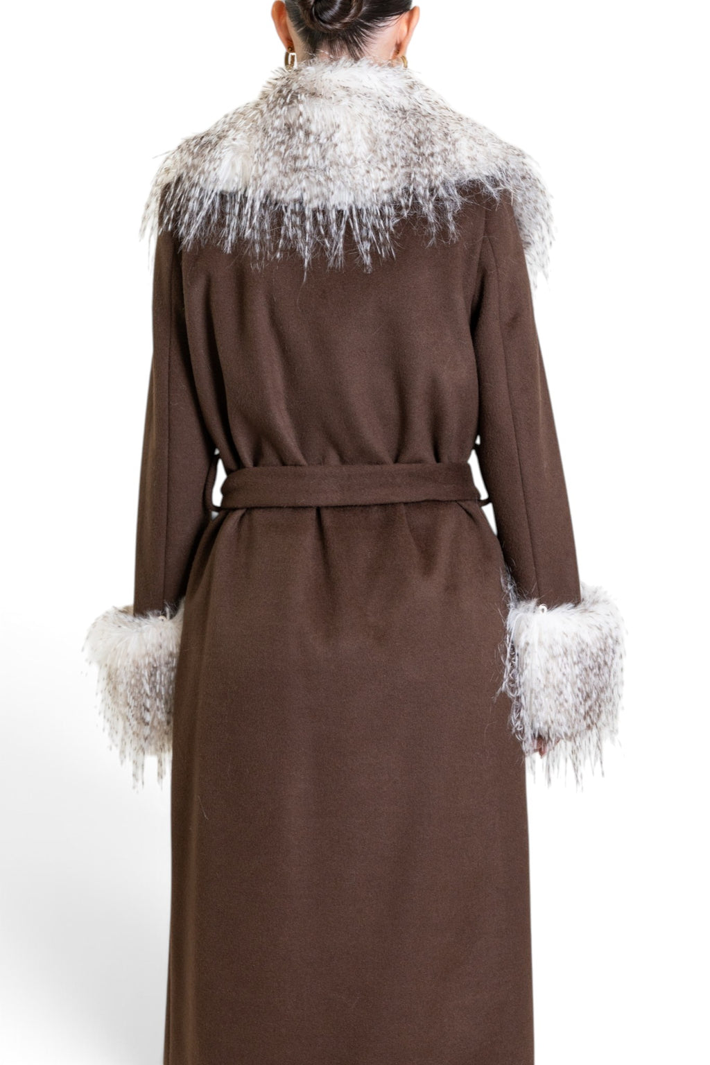 CAPPOTTO VESTAGLIA CON DETTAGLI IN ECO-PELLICCIA
