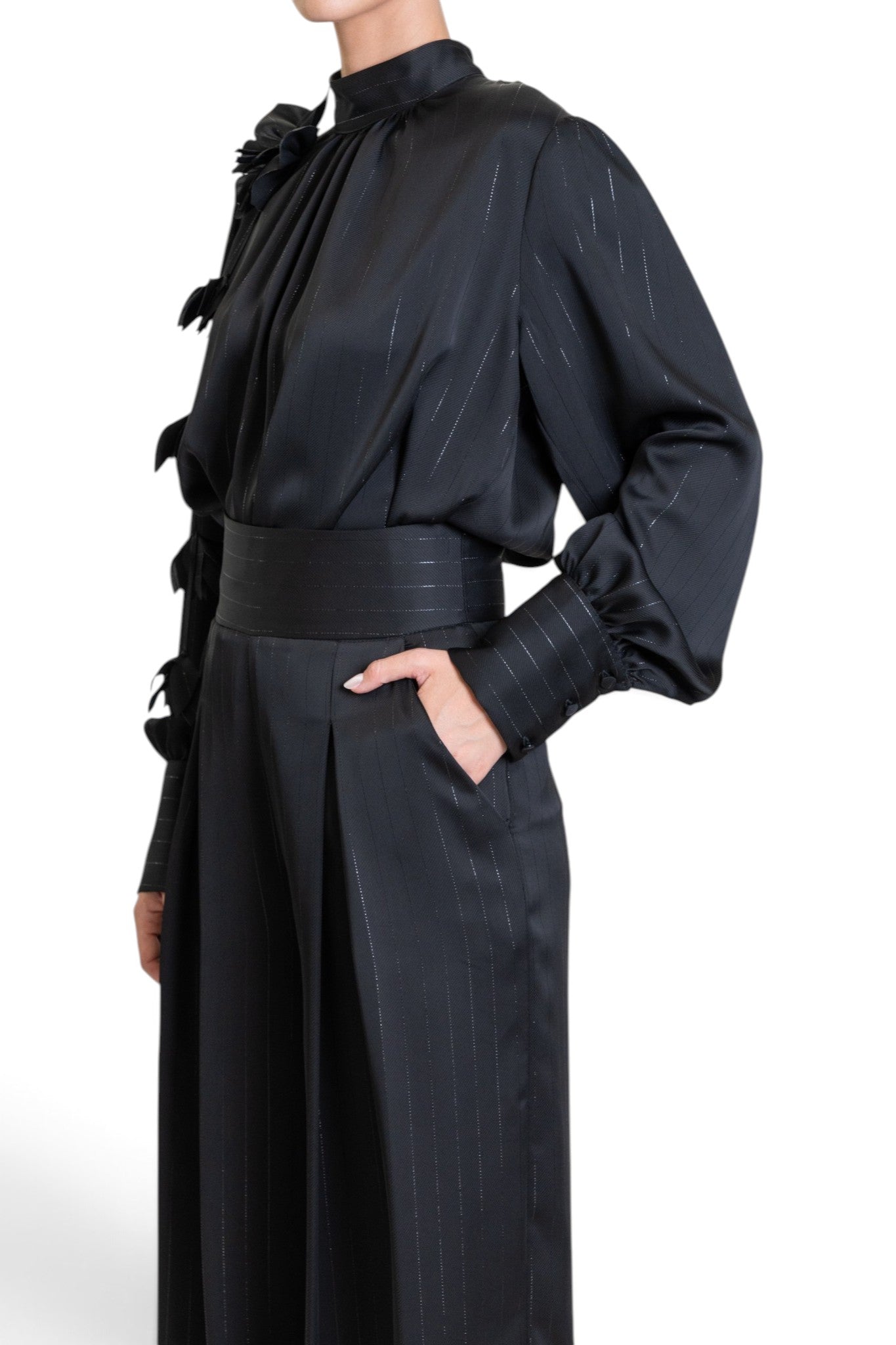 PANTALONE IN RASO GESSATO LAMÉ 203