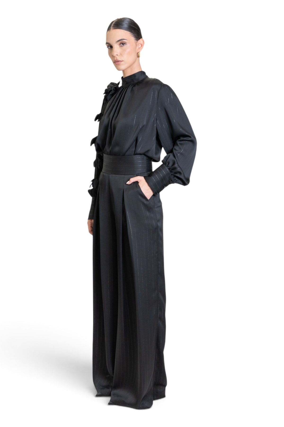 PANTALONE IN RASO GESSATO LAMÉ 203